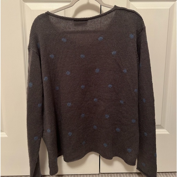 Gray with blue polka dots wooden ships sweater - Picture 3 of 3